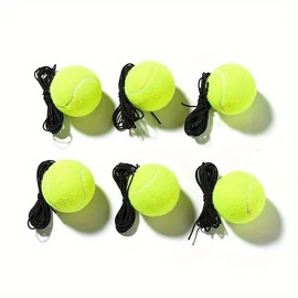 6-Pack Tennis Training Ball with Elastic Cord - Rebound Tennis Trainer Set for Solo Practice, High-Elastic Tennis Balls with String for Beginners, Adults, and Kids