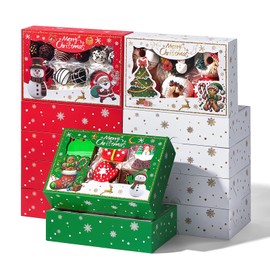 48PCS 9x6x2.5'' Christmas Elegant White Cookie Box for Gift Giving