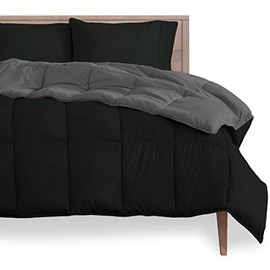 Bare Home Reversible Comforter - Twin/Twin Extra Long - Goose Down Alternative - Ultra-Soft - Premium 1800 Series - Hypoallergenic - All Season Breathable Warmth (Twin/Twin XL, Black/Grey)