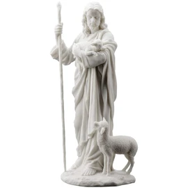 WU Jesus The Good Shepherd Statue Sculpture 11 ½-Inch (White)