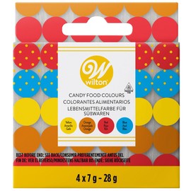 Wilton 4 Piece Gel Food Colour Set 28g (Yellow, Orange, Red, Blue)