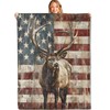 MIEPOS Patriotic Elk Throw Blanket - 50x60in,Ultra Soft, Cozy Lightweight