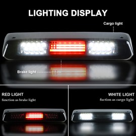 Gubebaili LED 3rd Brake Light Assembly, Fit for Ford F150 2004-2008, Explorer Sport Trac 2007-2010, for Lincoln Mark LT 2006-2008, Waterproof High Mount Stop Light (Chrome Housing Smoke Lens)