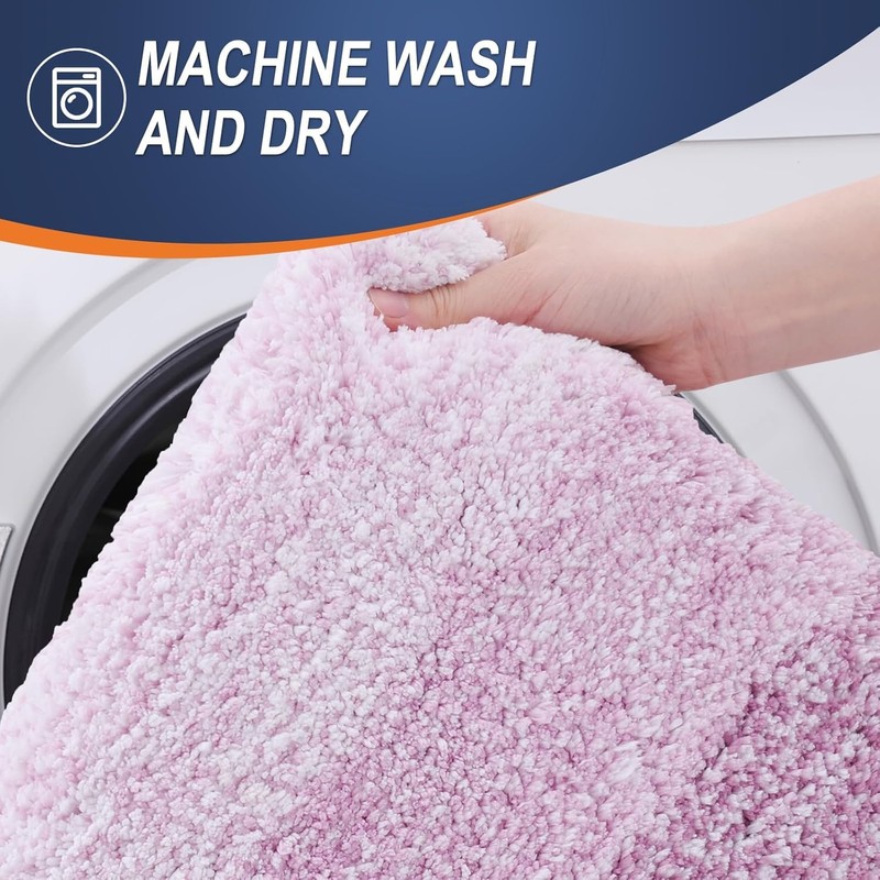 smiry Microfiber U-Shape Toilet Mat, Non-Slip Shaggy Soft Pedestal Mat