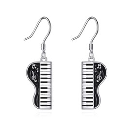 SHEAISRS Music Earrings S925 Sterling Silver Piano Dangle Earrings for Women Music Jewelry