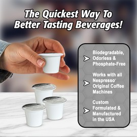 Quick & Clean 16-Pack Cleaning Pods Compatible with Nespresso Original Single Serve Espresso Machines - Removes Stains, Non-Toxic and Eco-Friendly