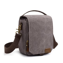 S-ZONE Water Resistant Canvas Camera Bag Small Mirrorless DSLR SLR Cases Crossbody Shoulder Sling Messenger Bag