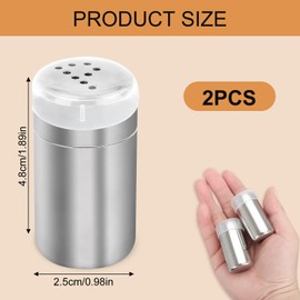 KufaerBeam Stainless Steel Mini 2Pcs Salt and Pepper Shakers Set with Plastic Cover for Home Kitchen BBQ Camping Perforated S and P Mini Spice Jars Outdoor Travel Small Condiment Set with Lids