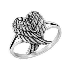 Heavenly Love Folded Angel Wings .925 Sterling Silver Ring (7)