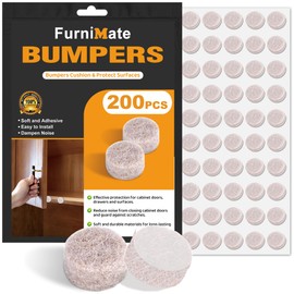 Felt Cabinet Door Bumpers-Small Felt Pads for Cabinet Doors, Cabinet Bumpers Felt, 3/8" Diameter 200PCS, 5mm Thick Self Adhesive Beige