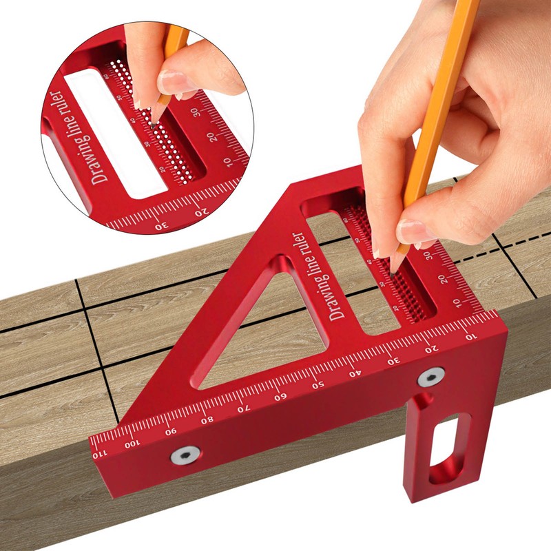 6Pcs 3D Multi Angle Measuring Ruler Aluminum Alloy 45 90