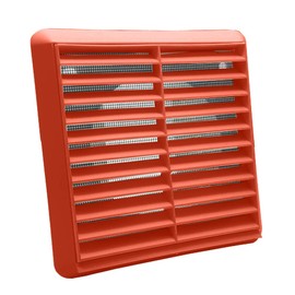 Kair Terracotta Louvred Wall Vent Grille 155mm External Dimension with Flyscreen and Round 100mm - 4 inch Rear Spigot