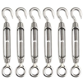 Pack of 6 Rope Tensioners Stainless Steel M4 Turnbuckle Wire Tensioner Stainless Steel 304 Adjustable Turnbuckle Hooks and Eyes for Rope Tensioner Hooks