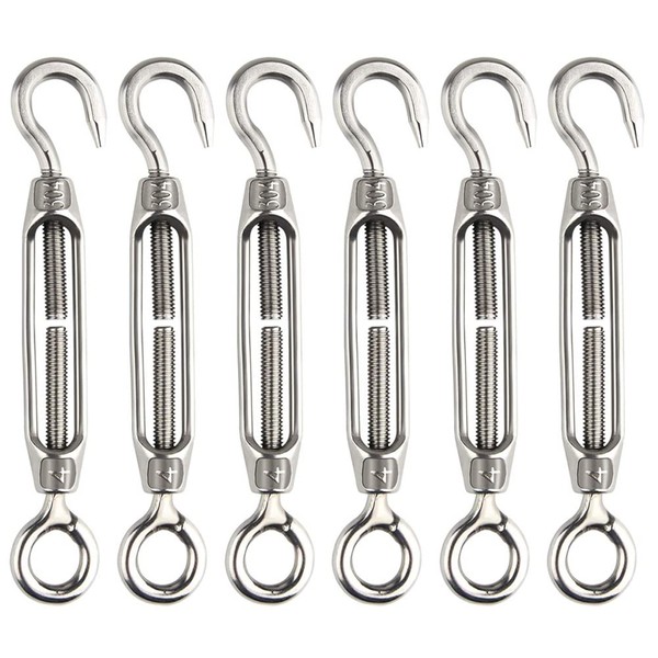 Pack of 6 Rope Tensioners Stainless Steel M4 Turnbuckle Wire