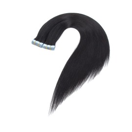 Amella Hair Tape in Hair Extensions Off Black Color Tape in Human Hair Extensions 14 inch Silky Straight Seamless Skin Weft Real Human Hair 40-45g/20pcs