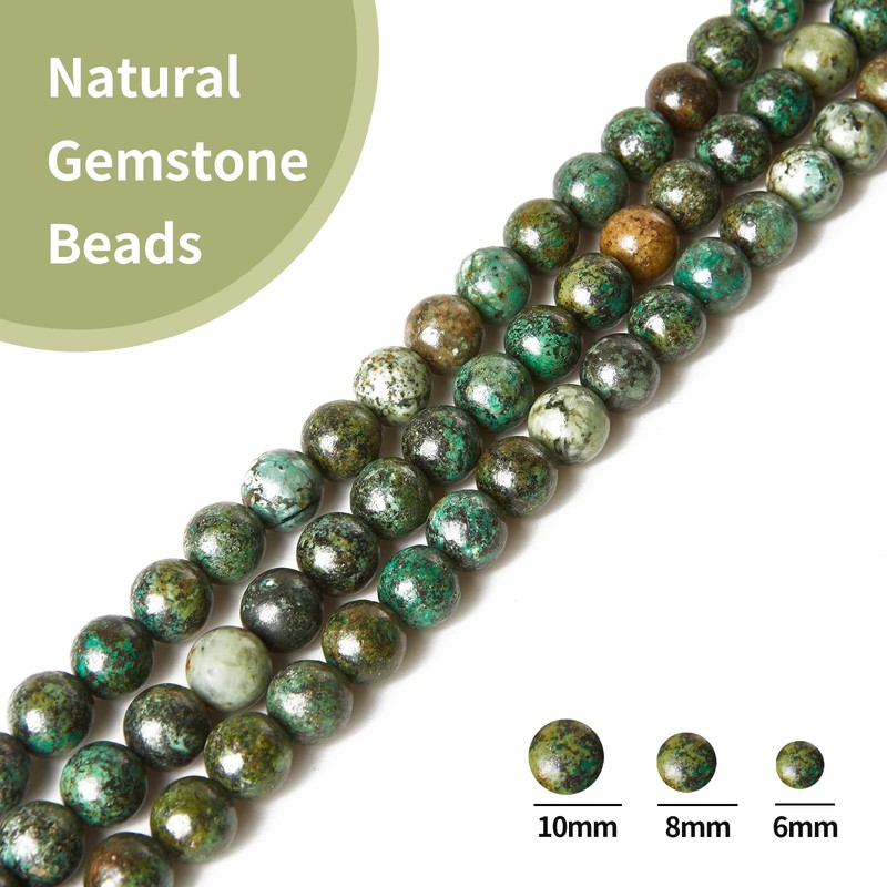 60 abalorio redondas de turquesa africana natural de 6 mm,