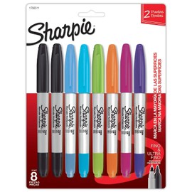 Sharpie Marcadores Permanentes, Doble Punta, Surtidos, 8 Piezas