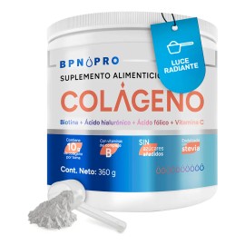 Colágeno Hidrolizado En Polvo Bpn Pro Con Ácido Hialurónico Y Ácido Fólico | Suplemento Para Piel, Articulaciones Y Cabello | Sin Sabor, Fácil De Mezclar | Belleza Y Salud Desde El Interior | 360g