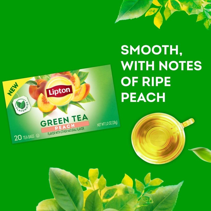 Lipton Honey Ginger Green Tea, Lemon Green Tea, & Peach