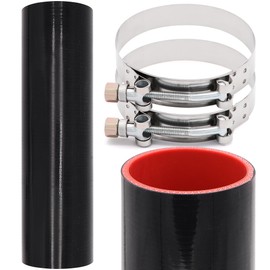 Taigoehua ID 3inch 4-Ply Straight Coupler Silicone Hose 5mm Thickness 12inch Length With 2 X Stainless Steel T-clamps (3inch(76mm))