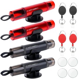 Improved Seat Belt Cutter, Emergency Hammer, Mini, 2-in-1 Safety Hammer with Belt Cutter & Glass Breaker, Portable Safety Hammer Window Breaker for Car, Truck, Fire Brigade (Pack of 4)