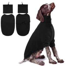 Dog Sweatshirt, Shirts for Dogs, Warm Dog Vest, Winter Warm Dog Clothes, Dog Jumper, Christmas with Dog Scarf, Dog Jumper with Legs (Black, L)