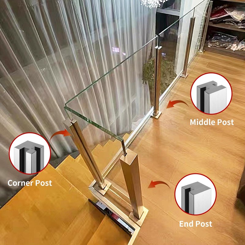 Glass Balustrade Post 37.4" End Post, 304 Stainless Steel Black