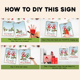 DIY Christmas Presents For Mom Handprint Art Craft for Mom, Birthday Thank You Mom Sign, Gift from Kids Toddler Baby, Floral Bouquet Mom Christmas Gifts, Children Baby, New Parents Gift Family(2 Kids)