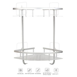 SIMSA-Expert 2 x Corner Shower Shelf No Drilling Shower Shelf Shower Bathroom Wall Shelf Bathroom Shelf Wall Mounted Aluminium Silver Bathroom Shelf (2 x Corner Shelves)