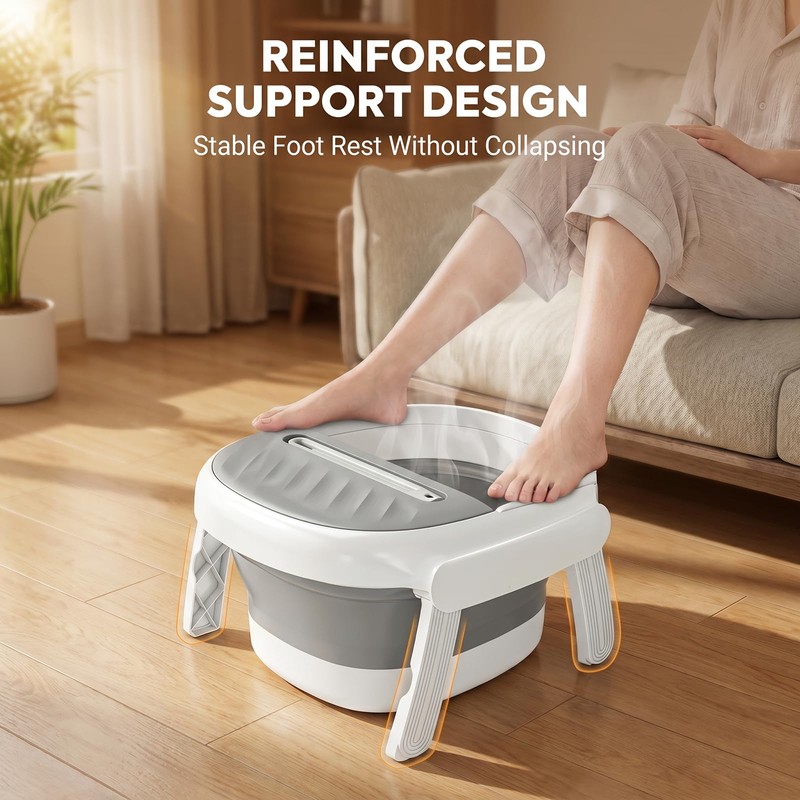 Collapsible Foot Bath Tub with Long Handle Foot Brush, Foldable