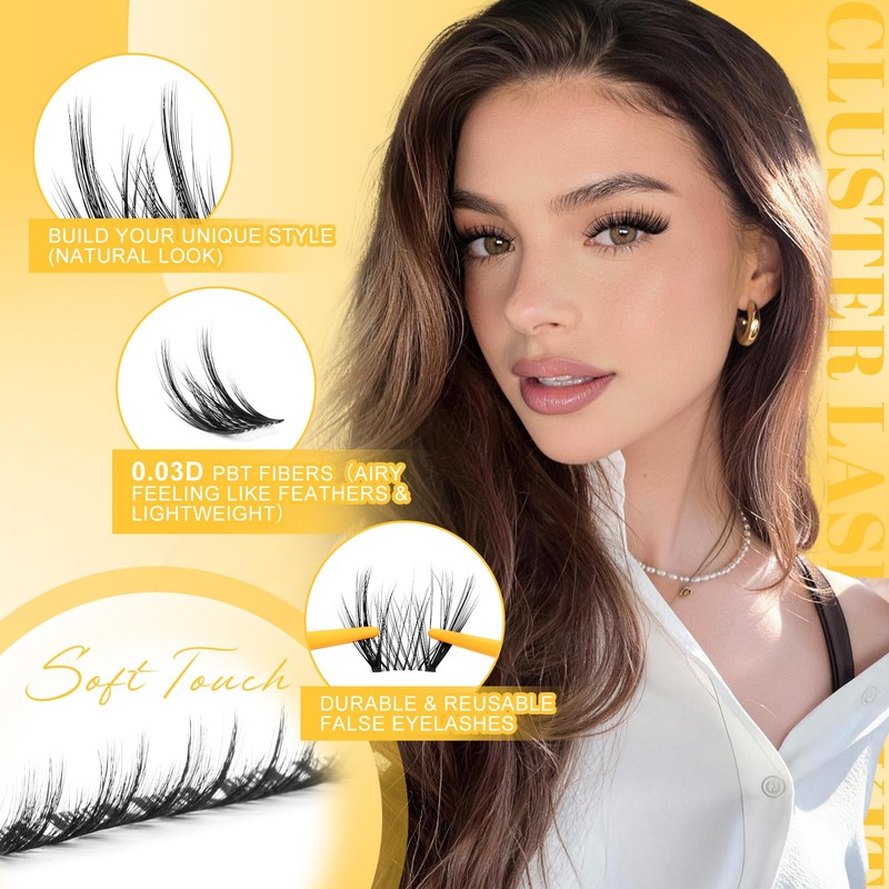 Lash Clusters Kit with 0.03mm Fine Band, 120PCS Waterproof Manga