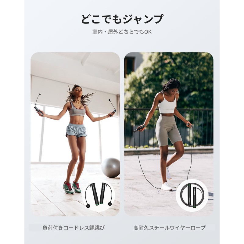 RENPHO R-Q008 Smart Jump Rope, Link with App, Bluetooth Compatible,