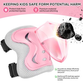 Knee Pads Children's Pad Sets for Children from 3 Years Knee Pads Inline Skates Pads for Skateboard Scooter Driving Outdoor Sports (Pink)
