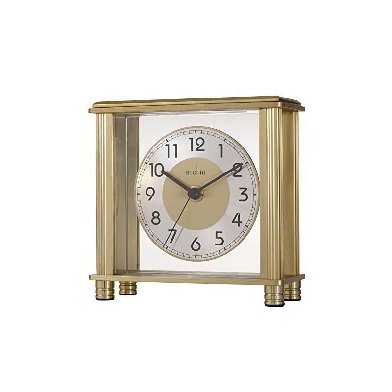 Acctim Hampden Mantel Clock Quartz Metal & Glass Floating Effect