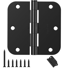 AmzGod Door Hinges Matte Black - 24 Pack Black Door Hinges 3.5 Inch Rounded Interior Door Hinges with 5/8" Radius Corners - Black Hinges for Doors 3 1/2 Inches Flat Iron Residential Door Hardware