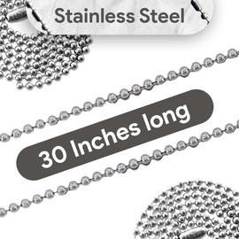 TheDogTagCo 30" Stainless Steel Ball Chain Bead For Dog Tags Necklaces 304 Grade (1-10 pc) (2 Pack)