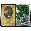CB Catholic St Patrick Green Glass Marble Bead Rosary Gift