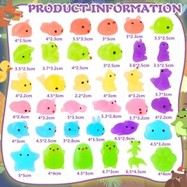 ENCOUN 36 Pieces Mochi Squishy, Squishy Kawaii Set, Luminous Squishy Set, Anti-Stress Toy, Mini Animals Mochi Squishy, for Party Gifts, Christmas, Birthday Gift for Children
