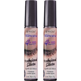 GAERO GLOBAL SOLUTION Rimel Mascara para Pestañas Prose Profesional Silicon by Gaero Shop Kit de 2 Piezas 13 Gr Cada Una 4 en uno Color Negro Formula Contra Agua Cepillo Silicon