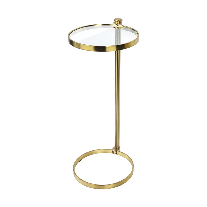 TEHOME Gold Glass Drink Table Metal Martini Round Small Drink