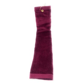 Burgundy Cotton Golf Towel Tri-Fold with Grommet & Hook for Golf Bag