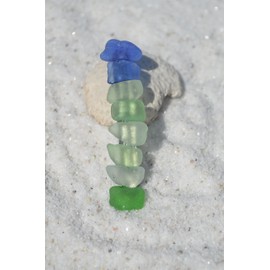 Genuine Shades of Blue and Sea Foam Sea Glass French Barrette Hair Clip - 60 MM