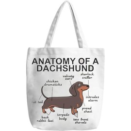 XUTONG Dachshund Canvas Tote Bag - Gifts for Dog Lovers, Cute Reusable Shopping Bag