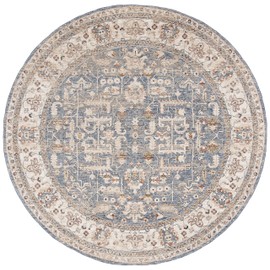 SAFAVIEH Heirloom Collection Area Rug - 6'7" Round, Light Blue & Ivory, Non-Shedding & Easy Care, Ideal for High Traffic Areas in Living Room, Bedroom (HRL704M)