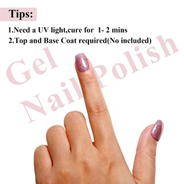 Imtiti Glitter Gel Nail Polish, Rose Gold Iridescent Glitter Gel Polish Soak Off LED U V Shimmer Sparkle Nail Gel Polish DIY Nail Art Starter Manicure Salon Gel Nail Polish Kit for Women Girls 10ML