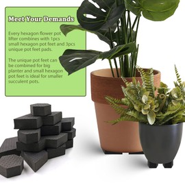 Caracol Garden - 40 pies invisibles para macetas hexagonales, componibles, para macetas de varios estilos, almohadillas para orejas antideslizantes para macetas de jardín de interiores y exteriores,