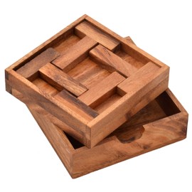 4 T Puzzle Box Large Fantastic Trick Puzzle, Puzzle Wood IQ Test, Wooden Puzzle with 4 T Letters, T Puzzle, Four T Letters in Box Puzzles, Puzzle Game, Puzzle Box, Laying Puzzle