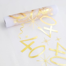 49ft Birthday Anniversaries Table Runner Gold Birthday Party Decor for 40 Years Men Women, Celebrate Birthday Party Decorations Non-Slip Dining Polyester Table Cloth Decor