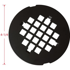 4-1/4" Snap-in Shower Drain Cover 304 Stainless Steel Round Replacement Floor Drain Cover, Drain Strainer, Lattic,with Hook(Matt Black)