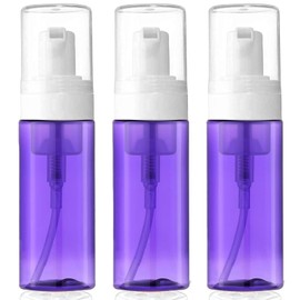 3-Pack Travel-Sized Foaming Pump Bottles - Empty Foaming Liquid Soap Dispensers - for Refillable Travel Hand Soap Shampoo Foaming Castile Cosmetics - BPA Free (100ml/3.3oz) (Purple)